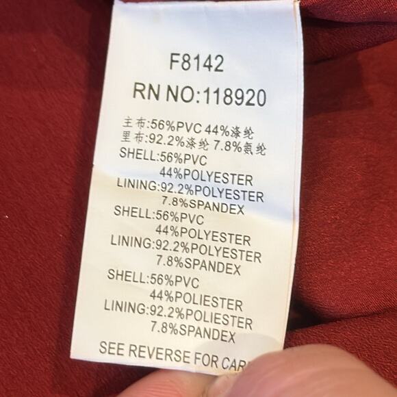 FRNCH Short Sleeve Faux Leather T Shirt Dress Brick Red Size M - Picture 8 of 8